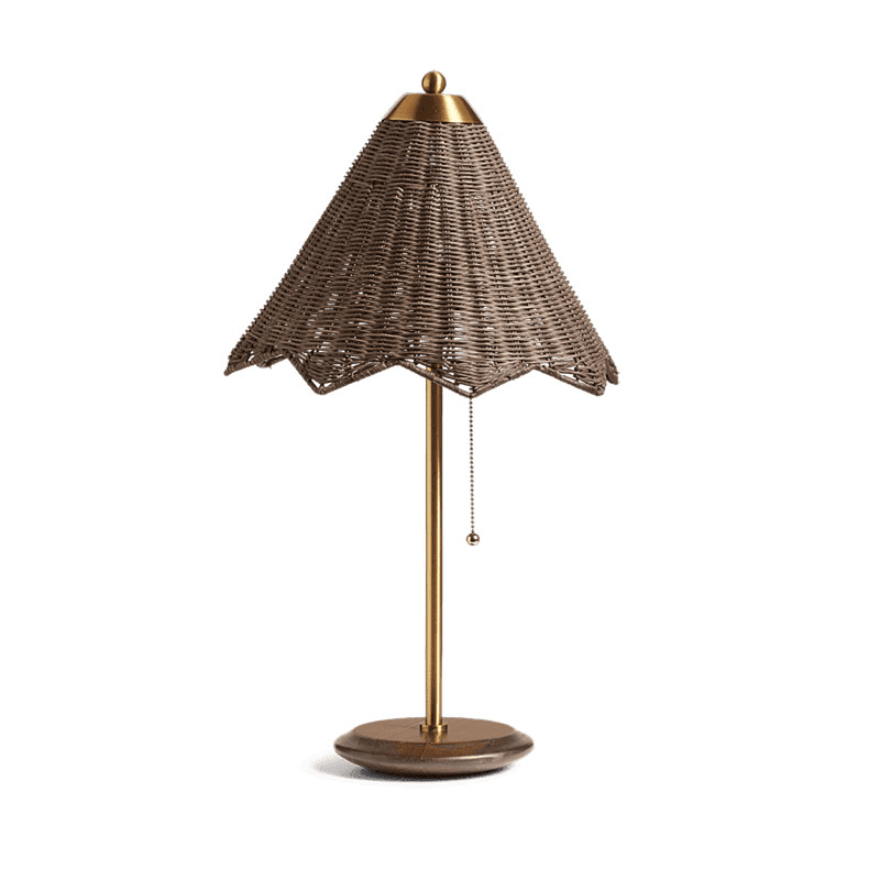 Ravindra Rattan Table Lamp with Shade, H64cm, Espresso