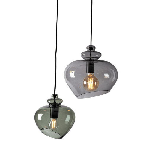 Image showing the Grace Small Glass Pendant, H23cm, Smoke product.