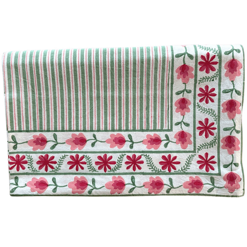 Image showing the Suzani Stripe Tablecloth, 150 x 350cm, Green product.