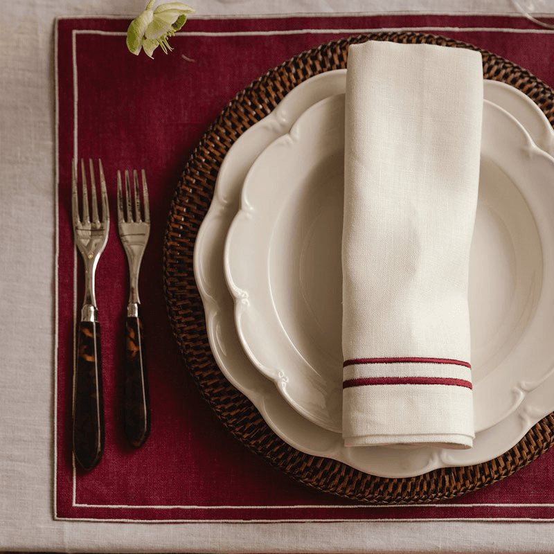 Sophie Classic Two Cord Napkin, 50cm, Burgundy