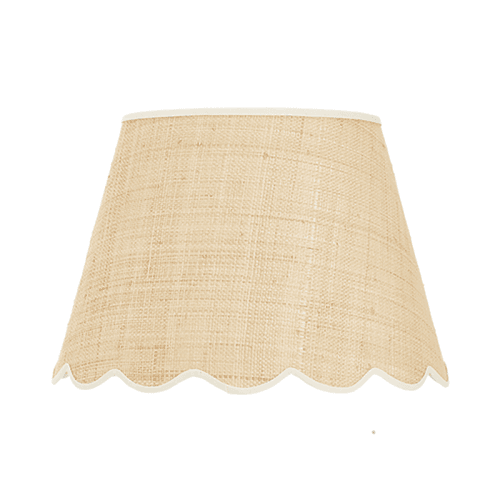 Image showing the Raffia Scallop Medium Lampshade, Cream Trim product.