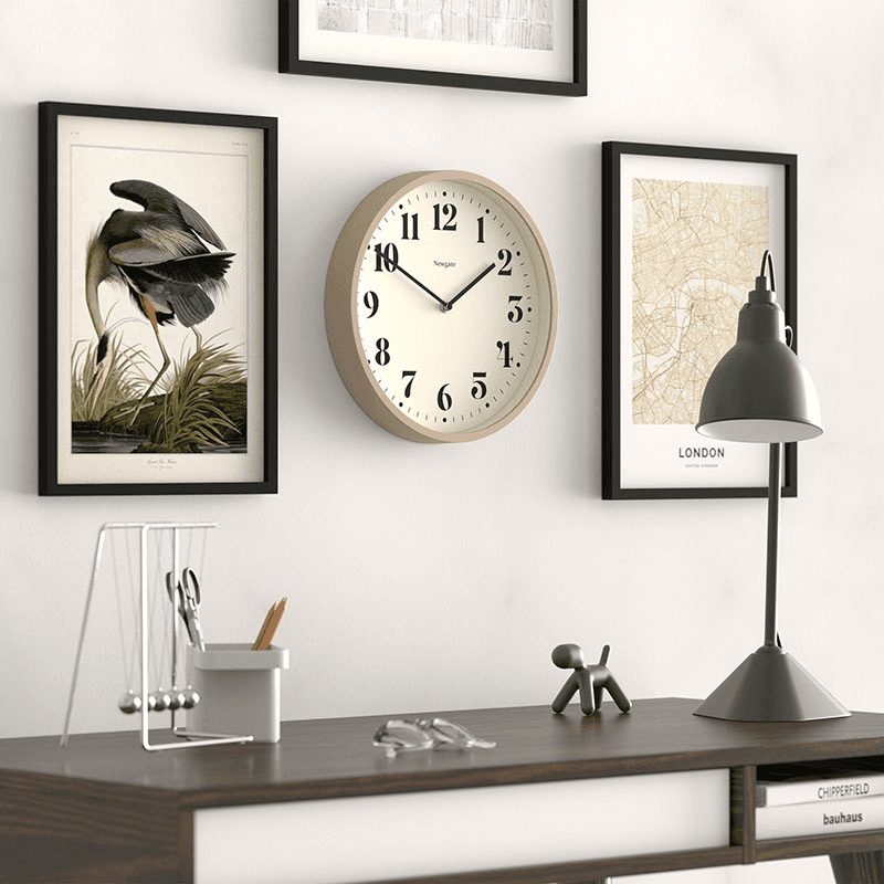 Number Four Wall Clock, D30cm, Stone
