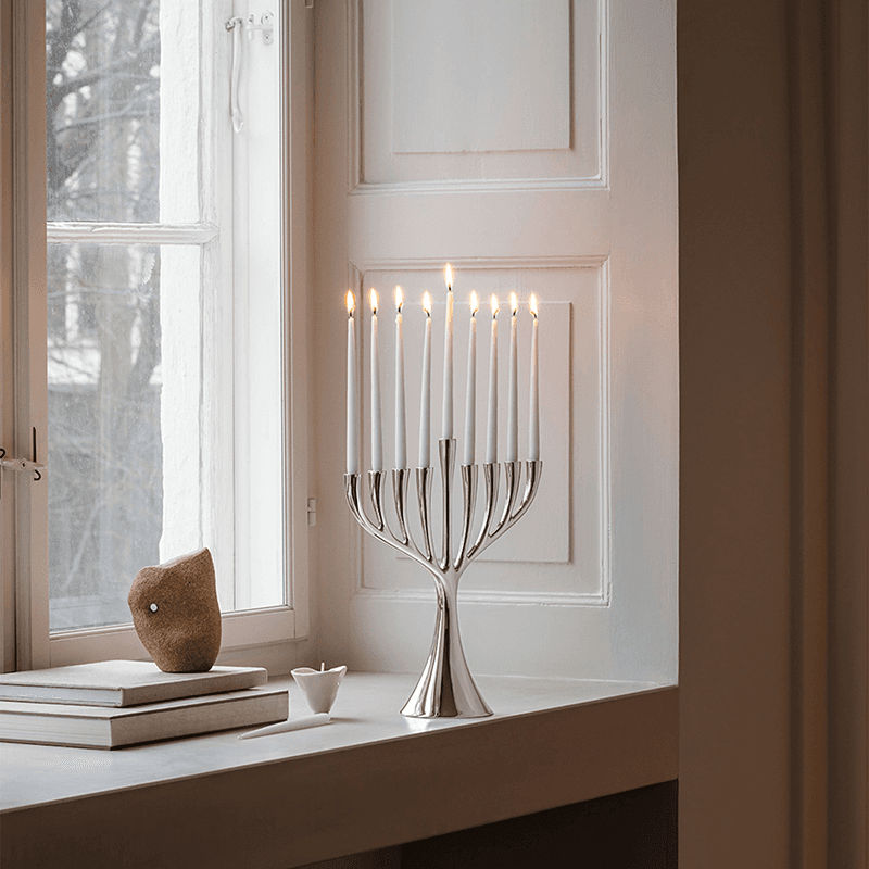 Cobra Menorah, H27 x D9.5cm, Silver