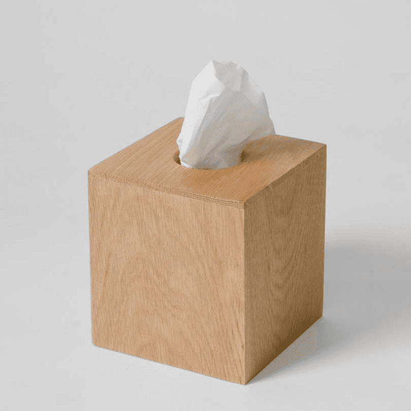 Mezza Tissue box cube, H14 x W12.5 x D13cm, Oak