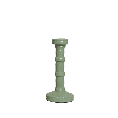 Image showing the Gloss Painted Wooden Column Candlestick, H18.5cm, Light Green product.