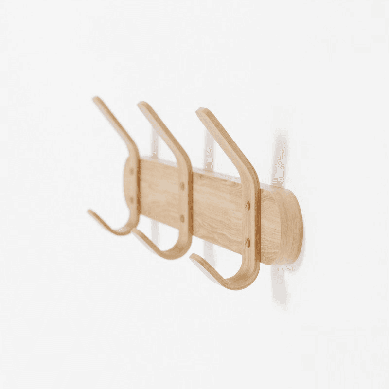 Left Hook 3 Hooks Rail, Oak