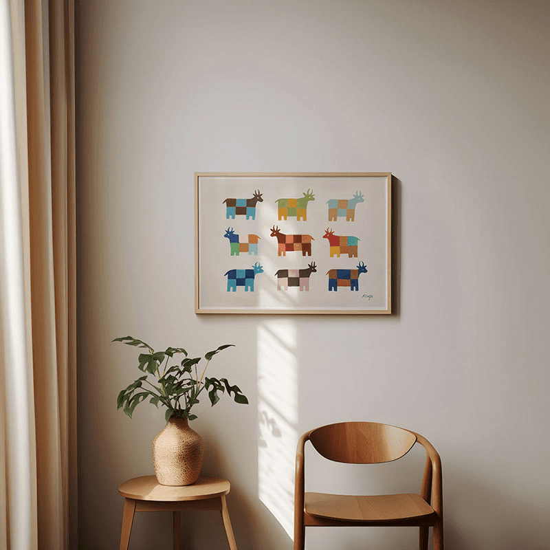 Patchwork Cows Print, A3, Multi