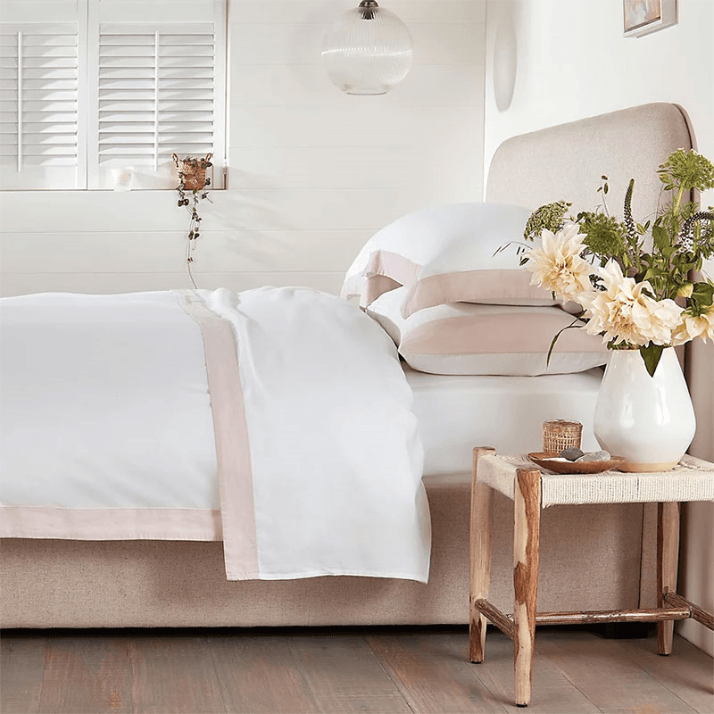 Portobello Double Flat Sheet, White/Petal