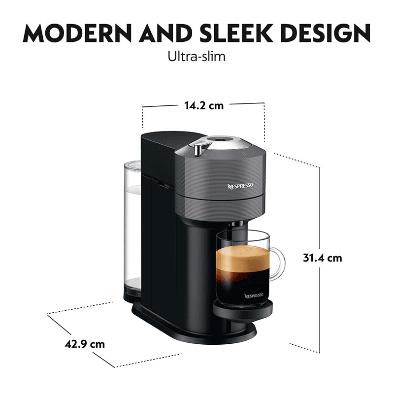 11711 Nespresso Vertuo Next & Milk Coffee Machine, Dark Grey