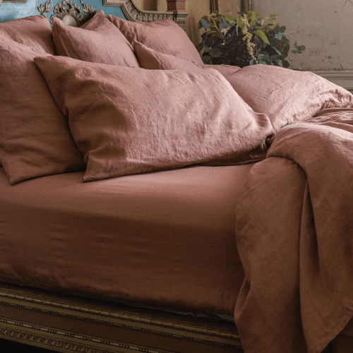 Image showing the Linen Fitted Sheet, King, Warm Clay product.