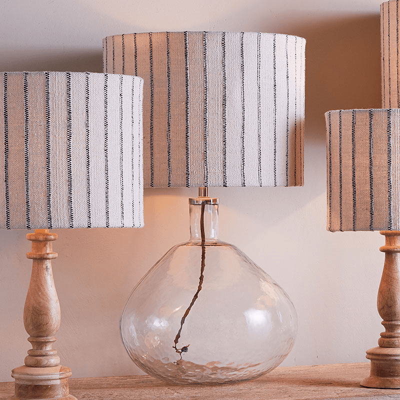 Sanja Cotton Stripe Lampshade, D35cm, Off White & Grey