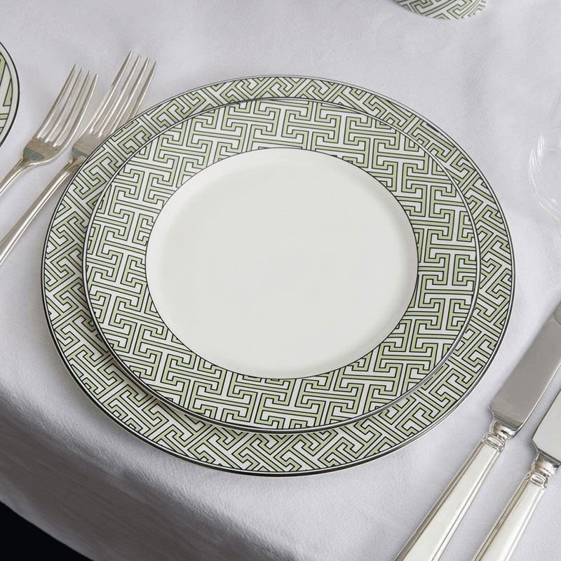 Maze Set of 2 Dessert Plate, D21cm, Apple Green