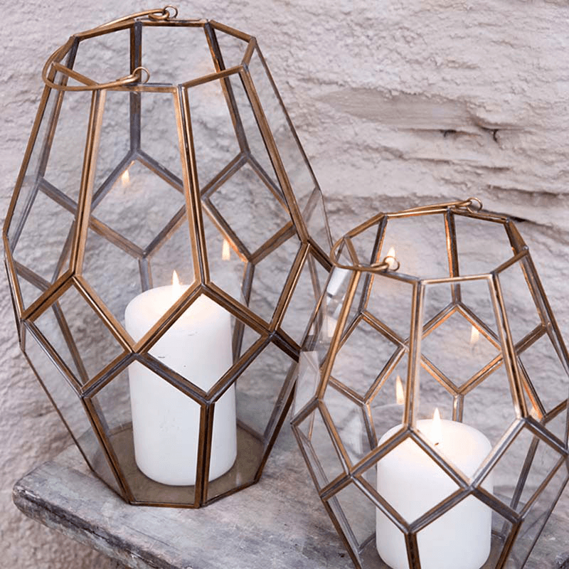 Mohani Lantern, H26cm, Antique Brass
