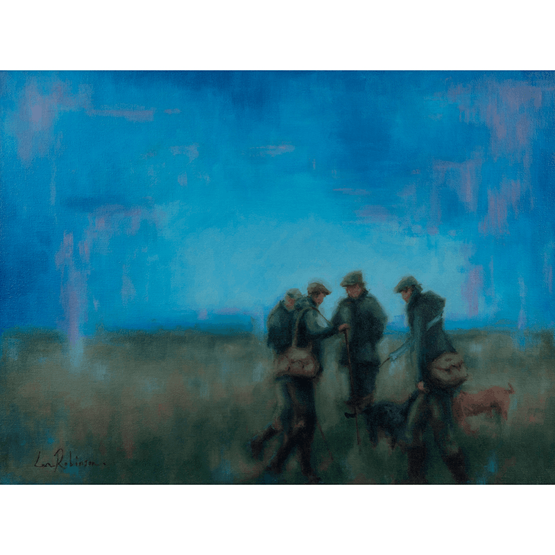 Shooters Gathering Framed Oil Painting on Canvas, 79 x 99cm, Multi