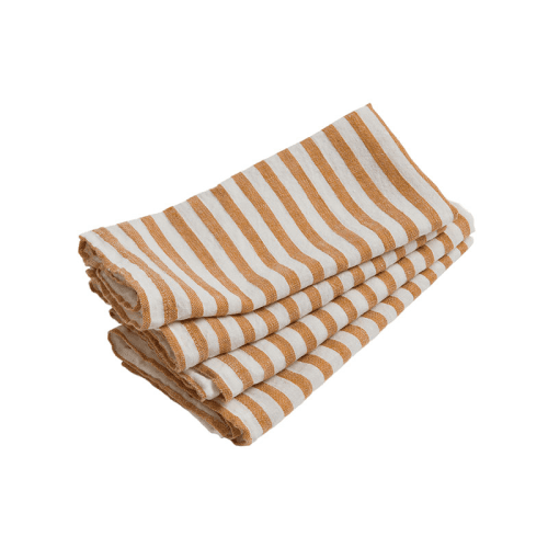 Image showing the Cora Mid Stripe Set of 4 Napkins, 47 x 47cm, Amber product.