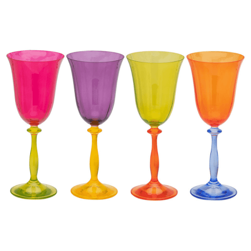 Image showing the Colourblock Set of 4 Wine Glasses, Multi product.