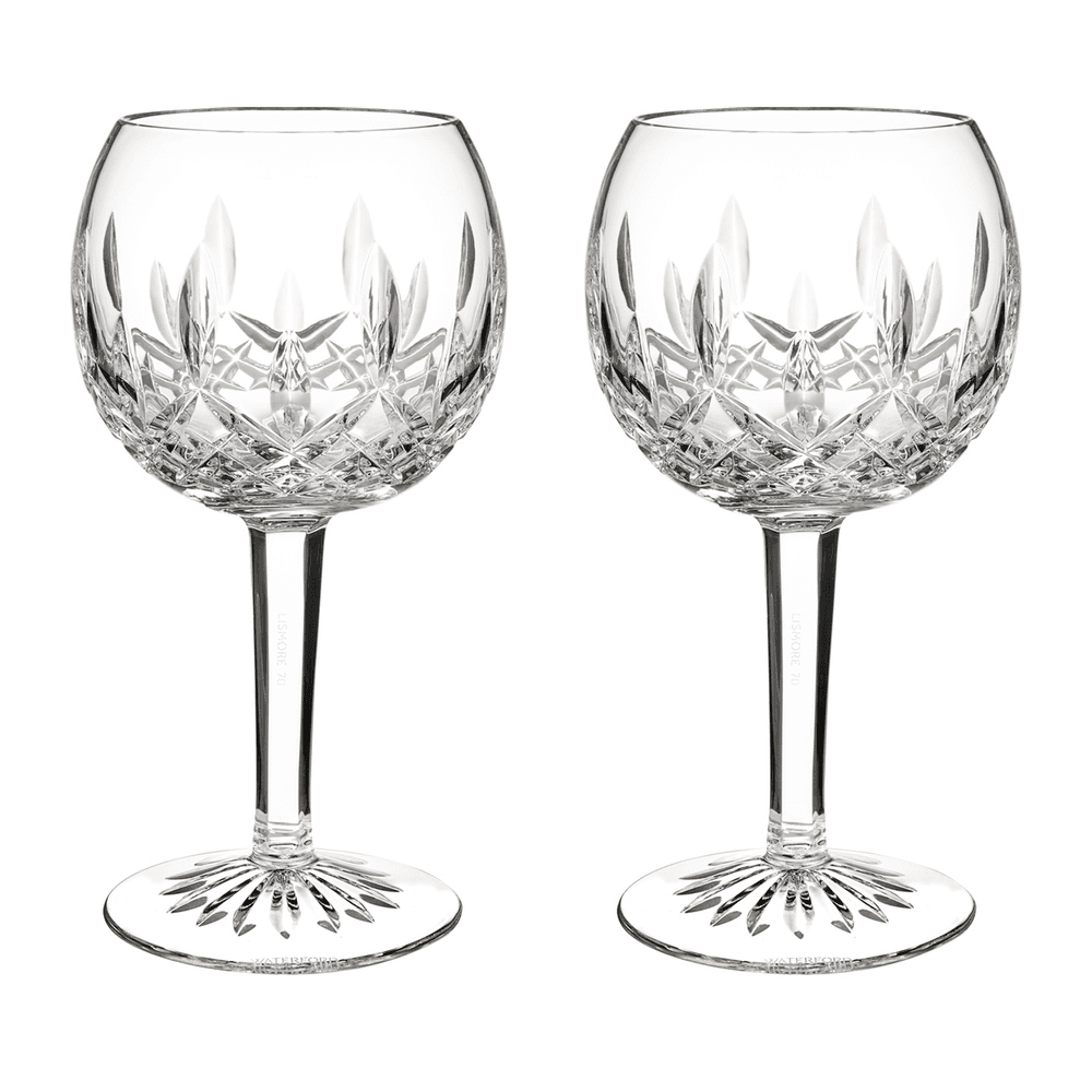 Lismore 1952 Mastercraft Set of 2 Medium Balloon Wine Glasses, H19cm, Clear