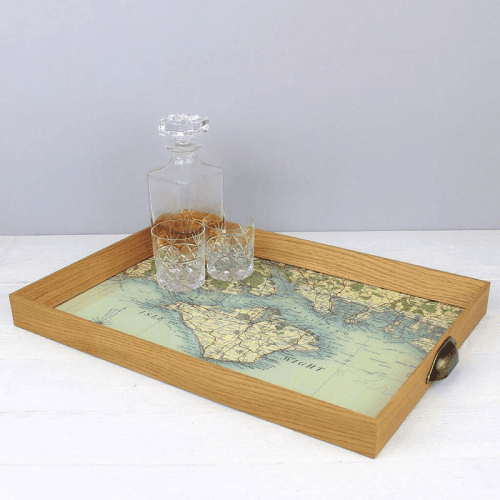 Image showing the Personalised Drinks Tray with Map Voucher, 55 x 38cm, Dark product.