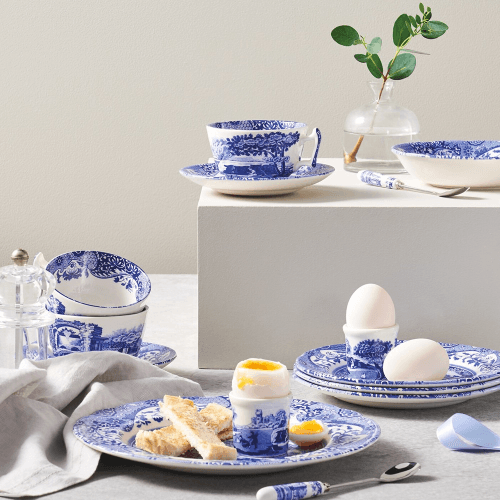 Image showing the Blue Italian Set of 4 breakfast cups and saucers, 280ml product.
