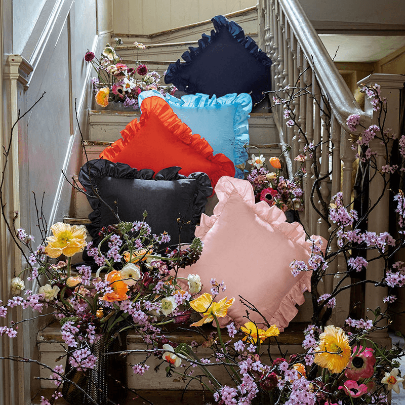 Lohini Ruffle Cushion, 42cm x 42cm, Salt pink