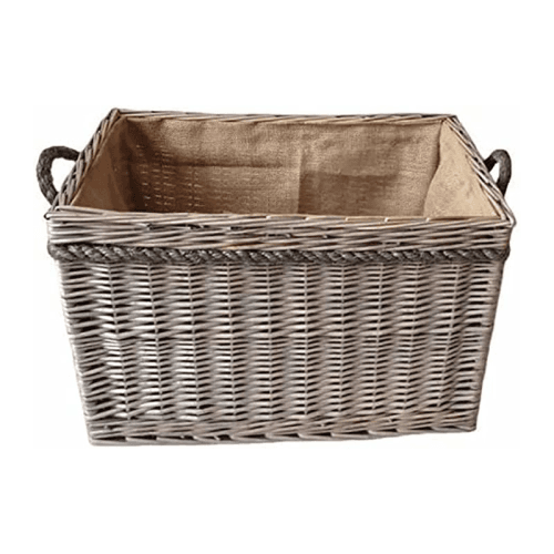 Image showing the Large Willow Rect. Log Basket, Rope Handle,58X38cm, Natural product.