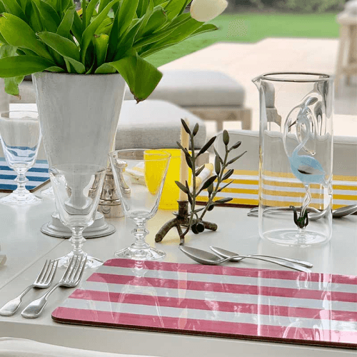 Image showing the Stripe Rectangle Placemat, 38 x 29 cm, Rose Pink product.