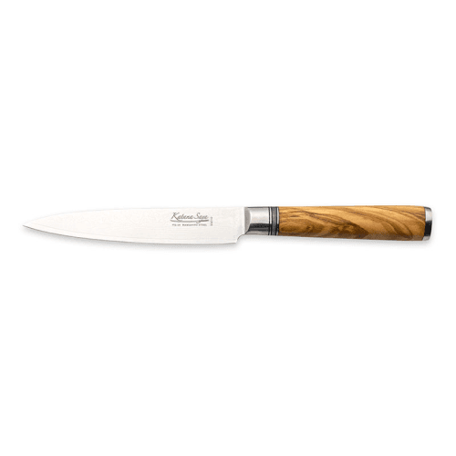 Image showing the Katana Saya Olive Wood Utility Knife, 12cm Damascus Blade product.