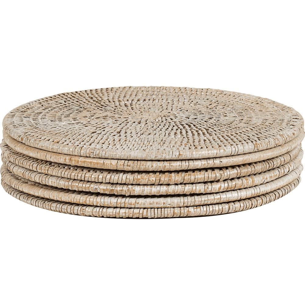 Ashcroft Set of 6 round placemats, D29cm, Rattan