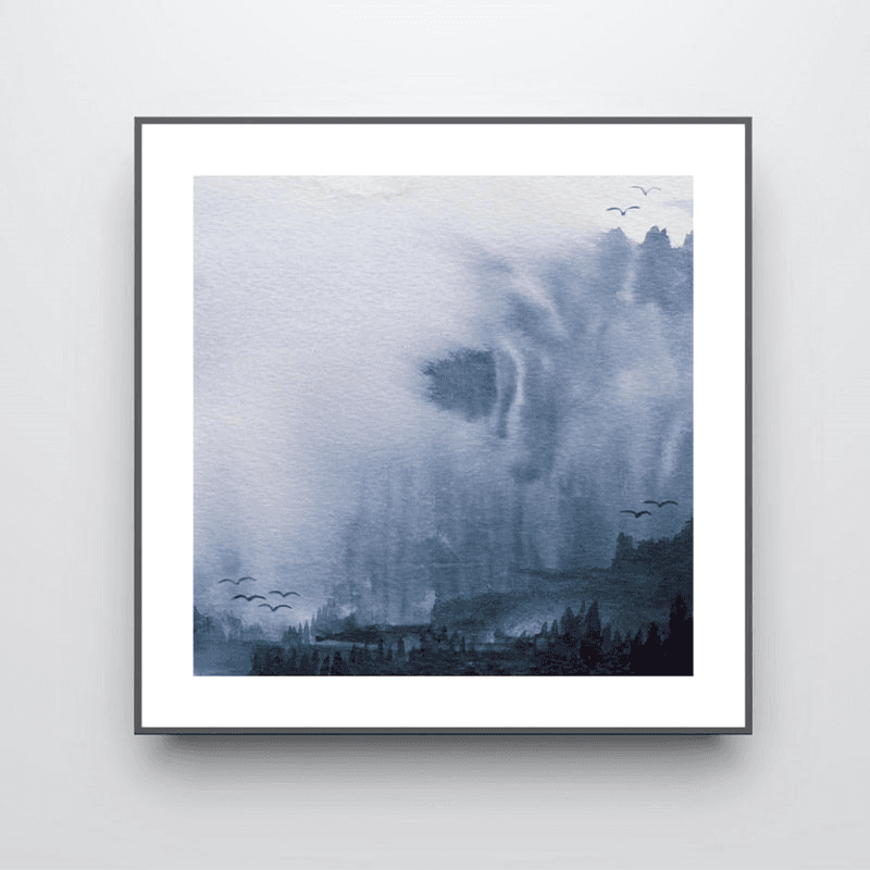 Ethereal Square Signed Print, 30 x 30cm, Blue