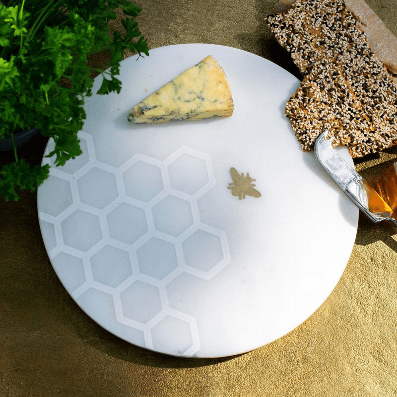 Bee Cheese Board, D30cm, White