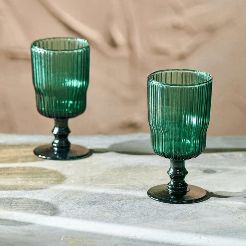 Fali Set of 4 Wine Glasses, Teal