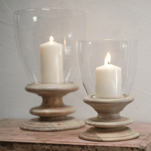Image showing the Eluru Lantern, Small, 28.5 x 18cm, Mango Wood and Glass product.