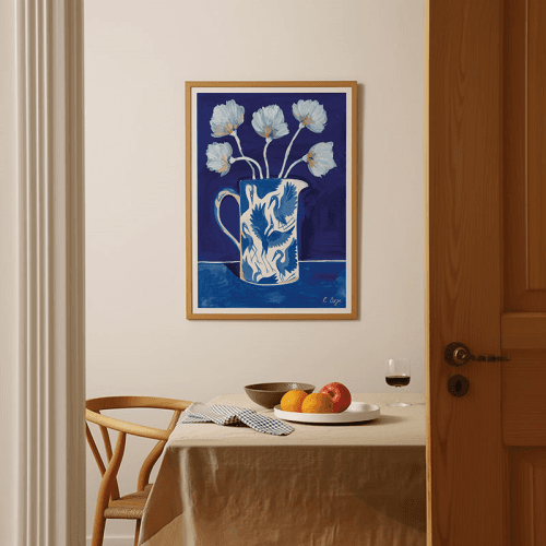 Image showing the Herons Jug Print, A3, Blue product.