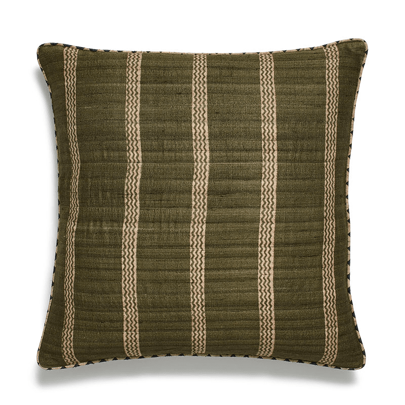 Grassetto Zigzag Cushion Cover, 51 x 51cm, Cedar Green / Indigo