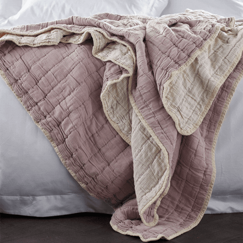 Image showing the Vivienne Cotton Quilted Throw, 230 x 260cm, Vintage Rose product.
