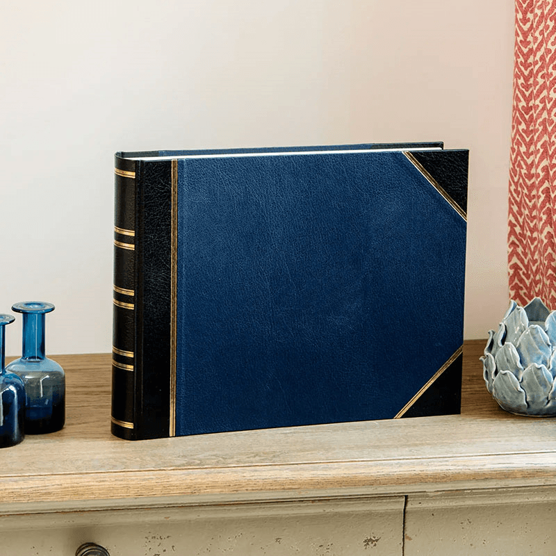 Traditional Landscape photo album, 35.5 x 36.5cm, Blue