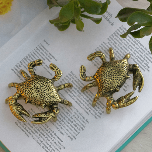 Image showing the Crab Salt and Pepper Set, L10 x W9cm, Gold product.