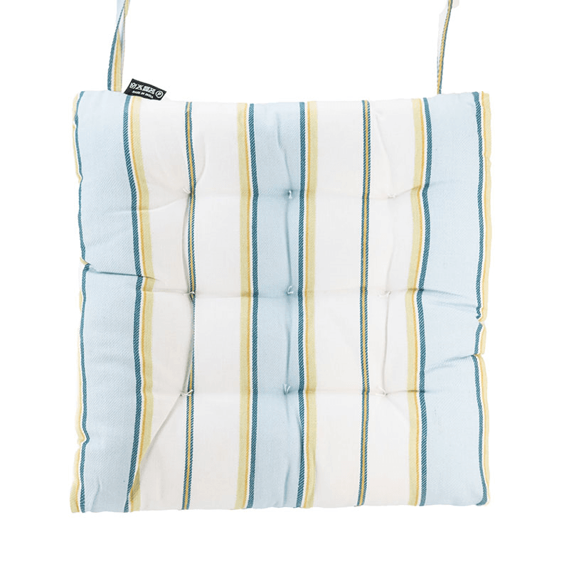 Buff Square Seat Pad, 40 x 40cm, Blue Stripe
