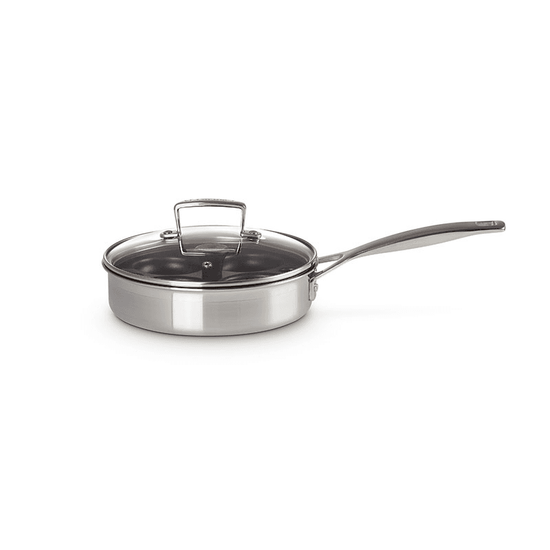 Classic 3-ply Saute Pan with Non-Stick Poaching Insert, Stainless Steel