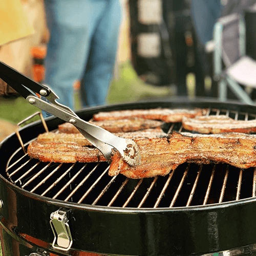 Premium BBQ tongs, Silver/Black