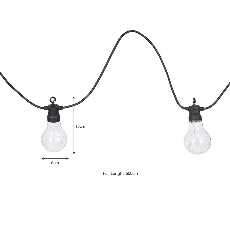 Classic Festoon Lights Extension Kit, 10 Bulbs, Black