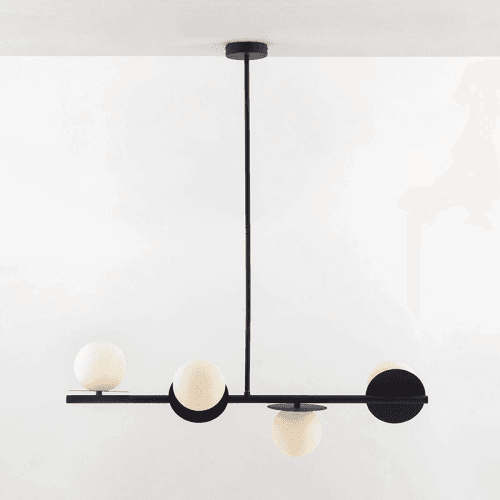 Image showing the Disk Opal Pendant Light, H108cm, Charcoal product.