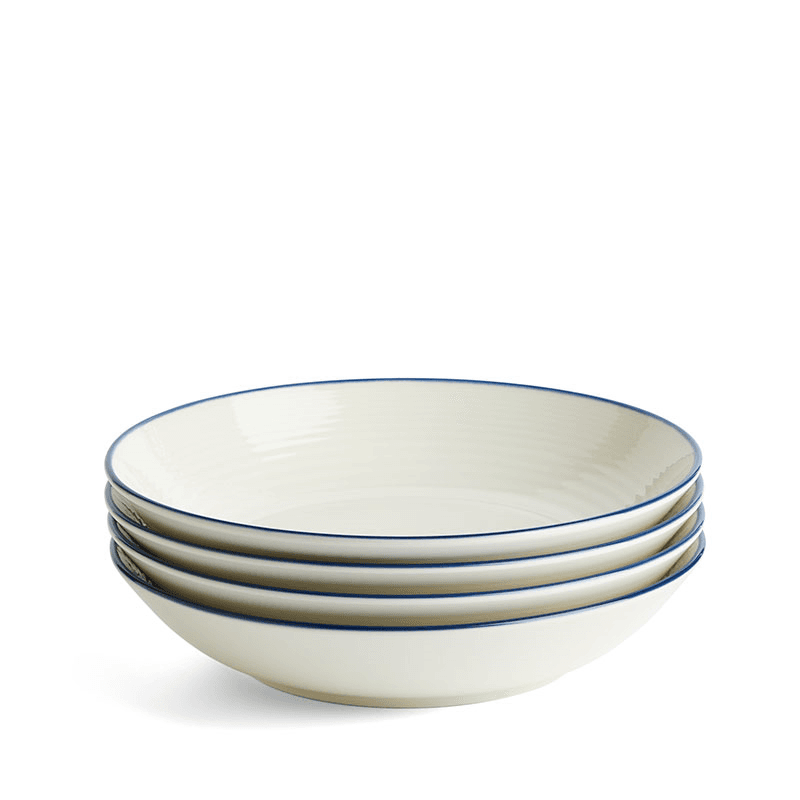 Gordon Ramsay Maze Denim Line Set of 4 Pasta Bowls, D24cm, White