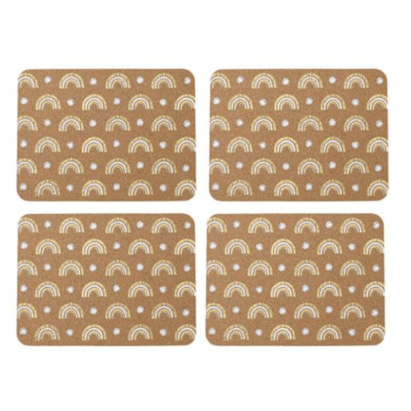Rainbow Set of 4 Cork Placemats, 29 x 21.5cm, Natural/White