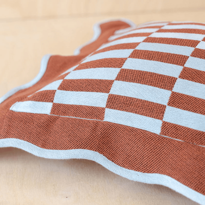 Checkerboard Cushion Cover, 30 x 50cm, Rust