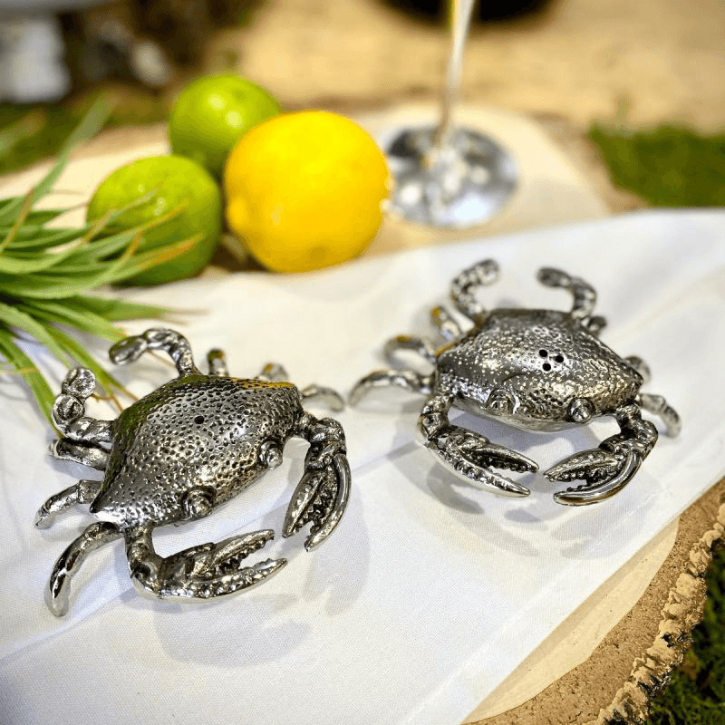 Crab Salt and Pepper Set, L10 x W9cm, Silver
