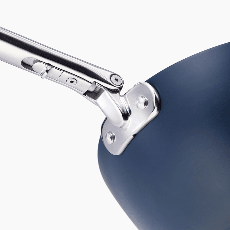 Space Folding Ceramic Non-Stick Wok, 32cm, Midnight Blue