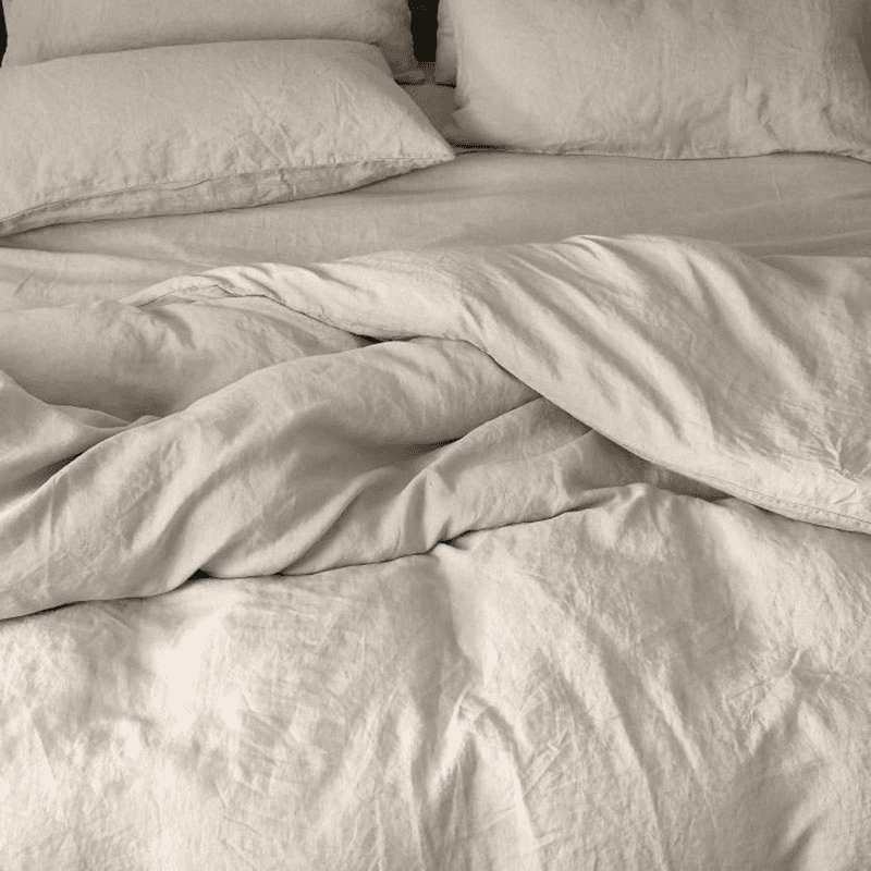 Linen Double Fitted Sheet, Dove Grey