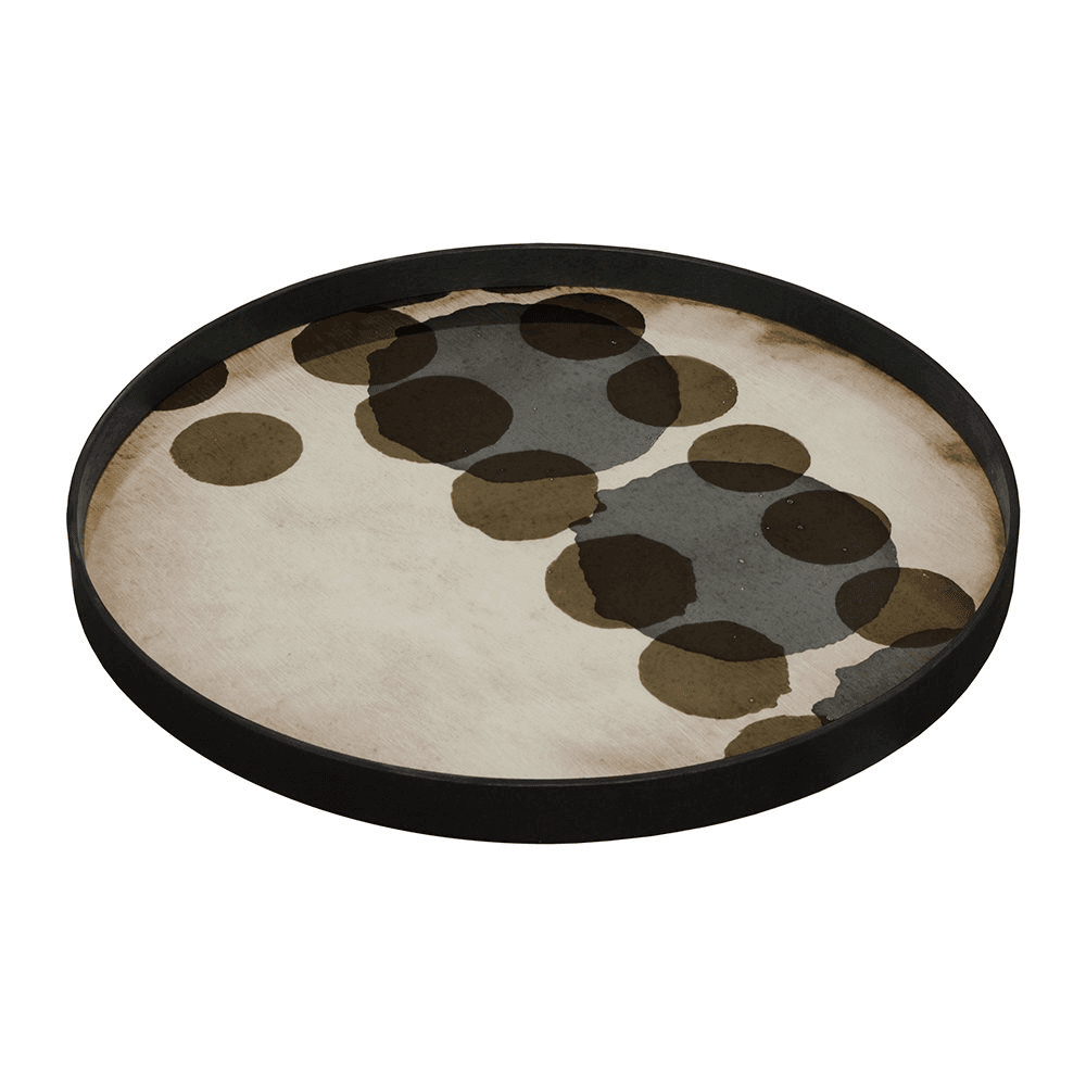 Layered Dots - Slate Large round glass tray, D61 x H5cm, Slate