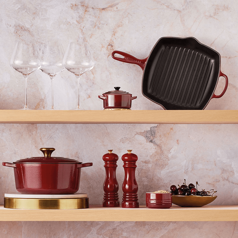 Signature Cast Iron Square Grillit, 26cm, Garnet